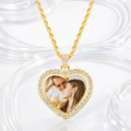 Collier photo personnalisé en forme de cœur rotatif à 360°