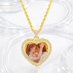 Collier photo personnalisé en forme de cœur rotatif à 360°